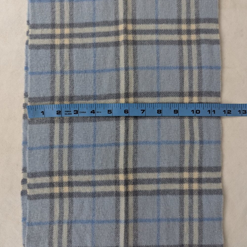 Burberry Nova Check Lambswool Scarf Blue | Unisex | Elegant & Warm - Picture 6 of 7
